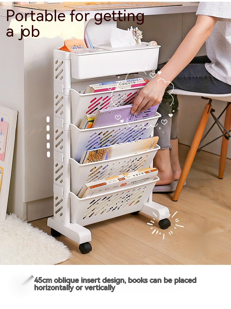 Desk Container Book Storage Rack Student Desk Bookshelf Movable Classroom Desk Storage Rack Bookcase